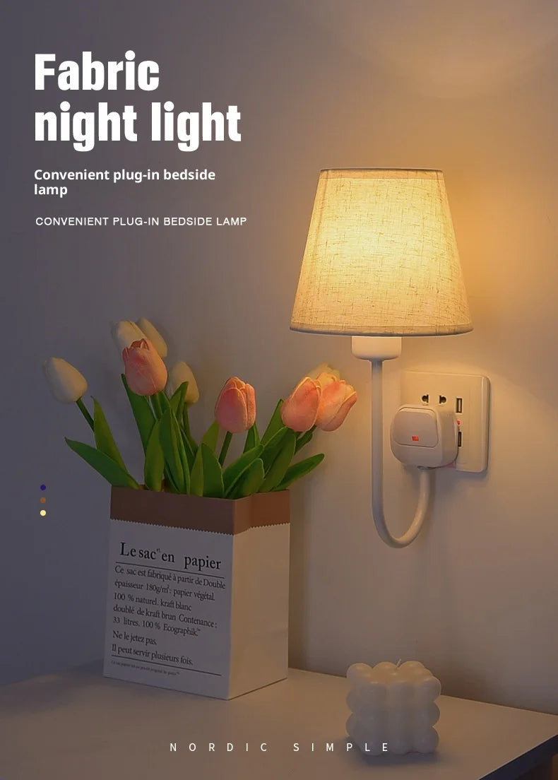Remote Control Led Night Light Plug-in Eye Protection Sleep Soft Light Confinement Baby Feeding Wall Lamp Bedroom Bedside Lamp