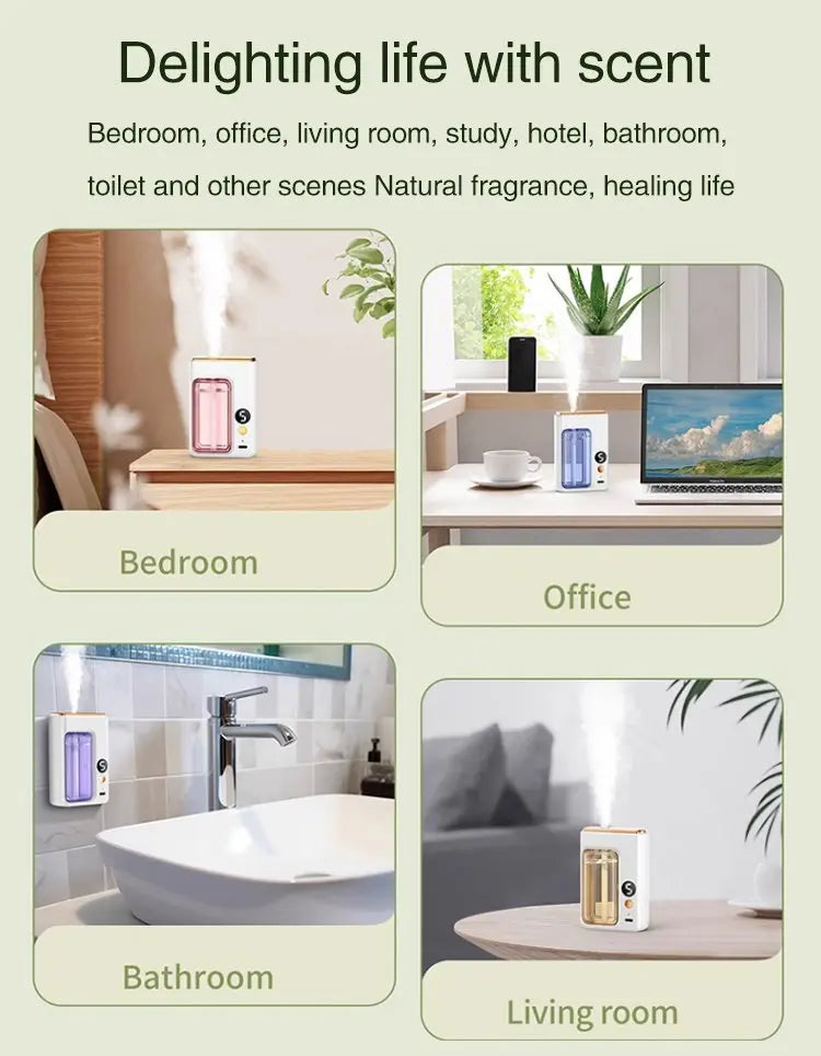 Automatic Diffuser Aromatherapy Car Perfume with Display Essential Oil Humidifier Bathroom Deodorization Air Freshener Jasmine