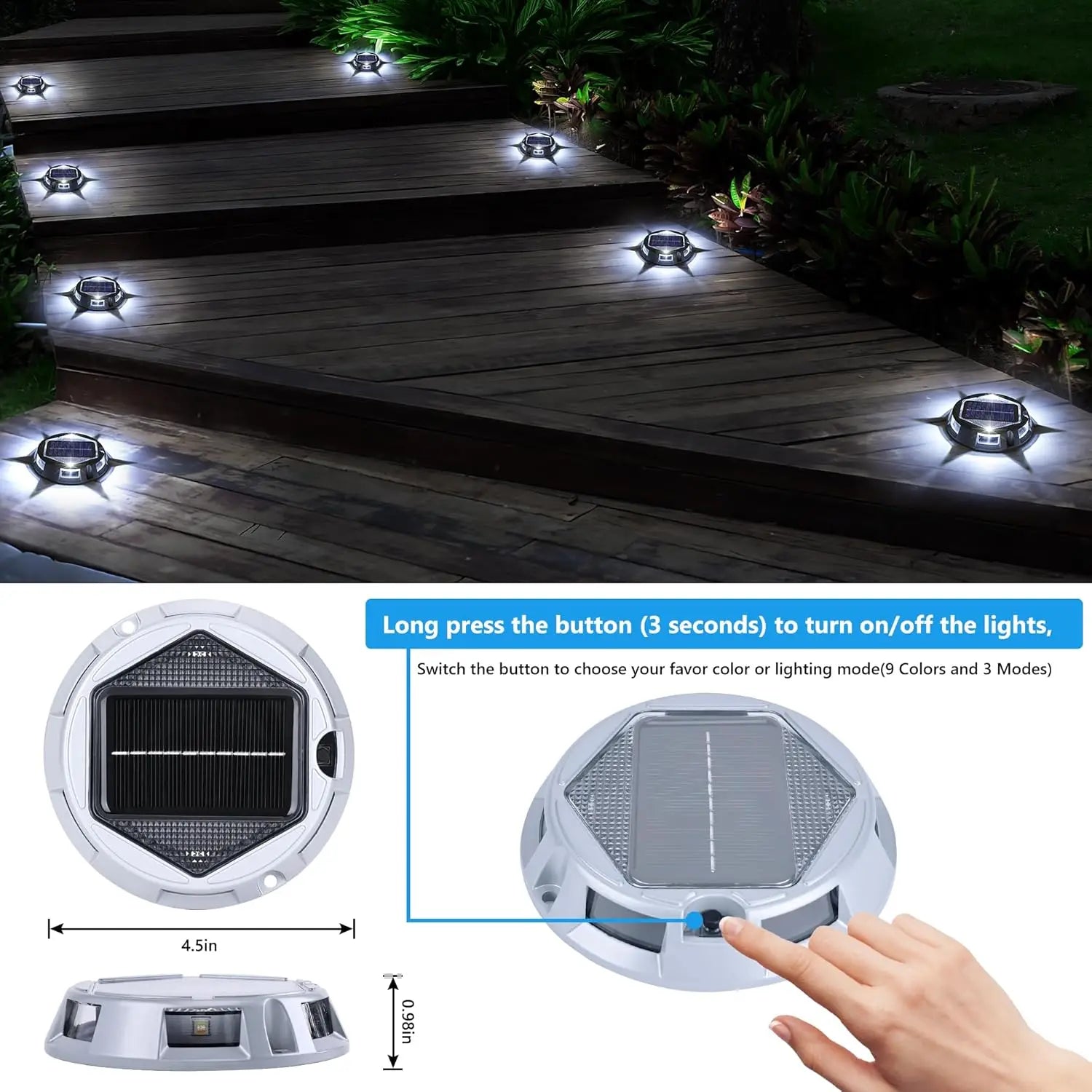 1/2/4PCS RGB Solar Ground Lights Solar Lights Outdoor IP68 Waterproof Solar Powered Landscape Lighting for Garden Yard Pathway