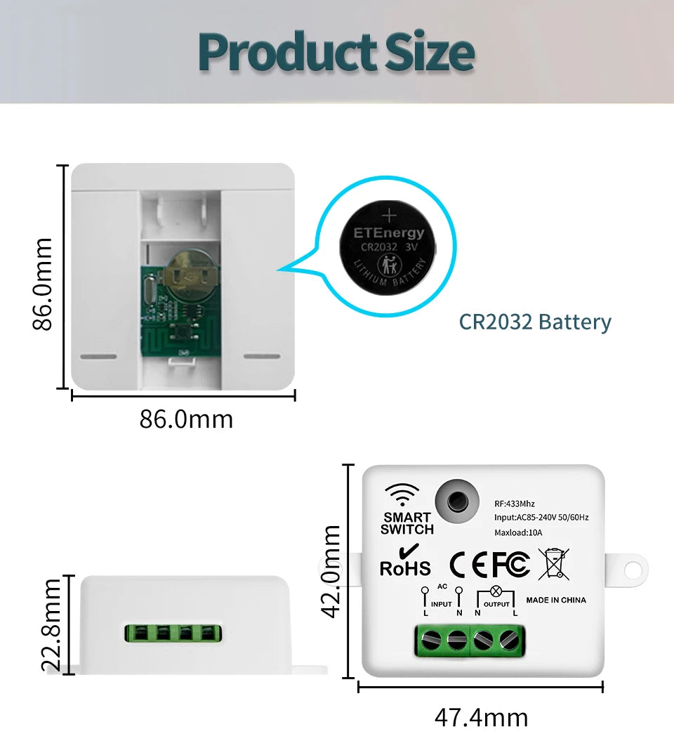 Wireless Light Switch 433MHz Remote Control 1/2/3Gang Interruptor Wall Smart Lighting Switch 10A 110V 220V For Lamp LED