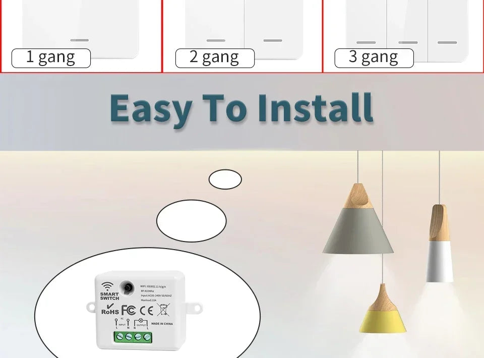 Wireless Wall Light Switch 433Mhz 1/2/3 Wall Light Panel Switch LED Interrupter Switch for Lighting 110V 220V Wireless Control
