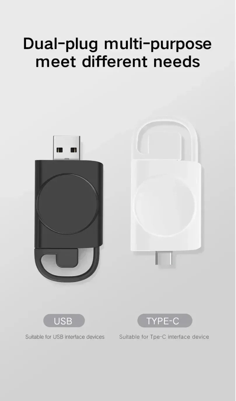 2 in 1 USB and Type C Ports Smart Watch Wireless Charger Pad For Apple Watch Series 11 10 9 8 7 6 5 4 3 SE Fast Charging Stand