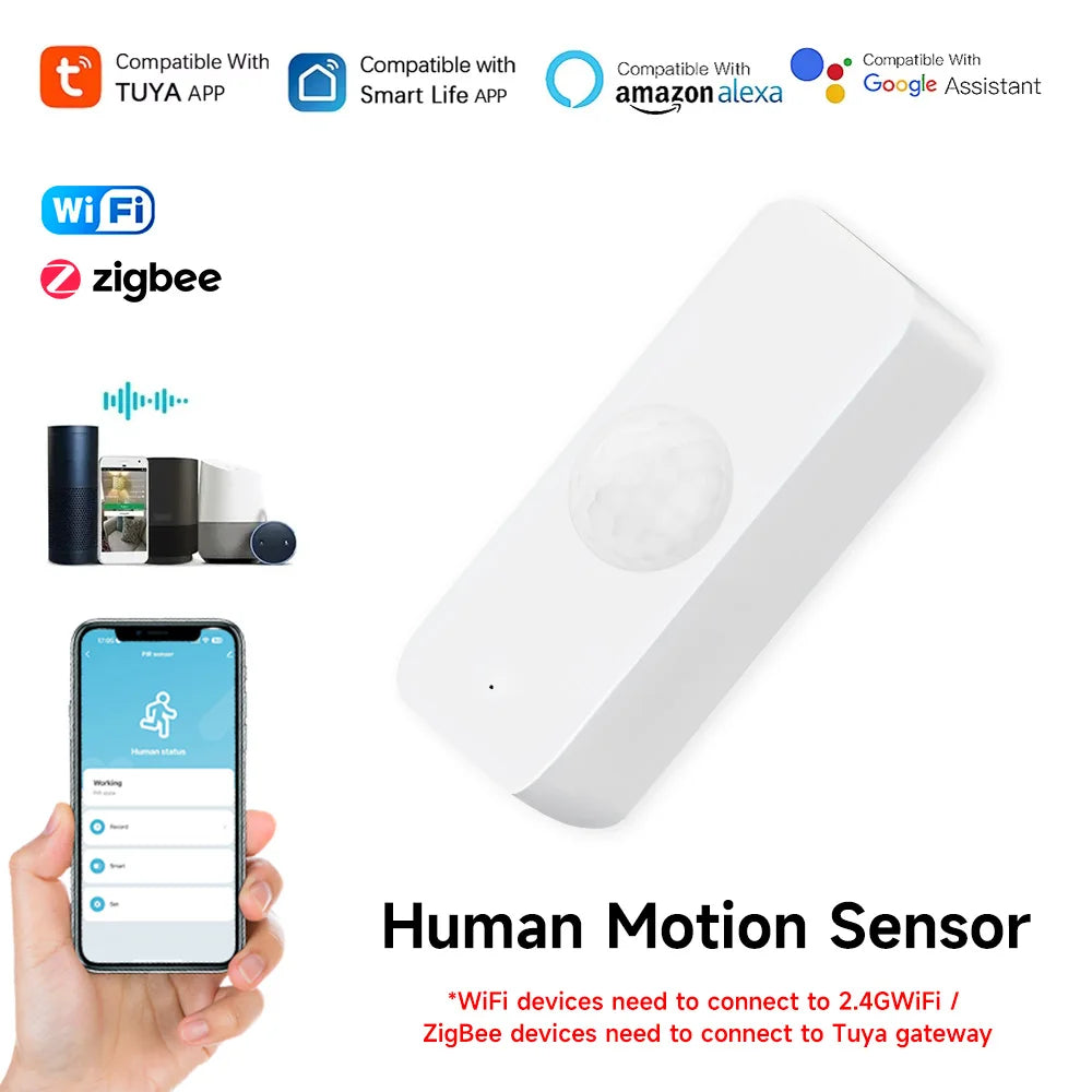 Tuya WiFi Zigbee PIR Motion Sensor Smart Home Human Body Infrared Detector Security Smart Life Works With Alexa Google Home