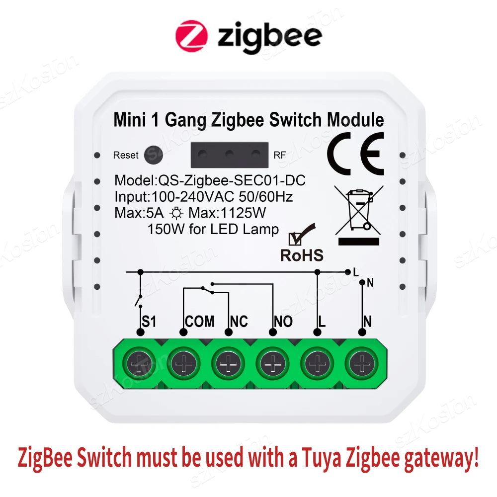 Tuya ZigBee3.0 WiFi Smart Switch Smart Home Dry Contact Module DC 12/24V AC 100-240V DIY Breaker Relay Works with Alexa Google