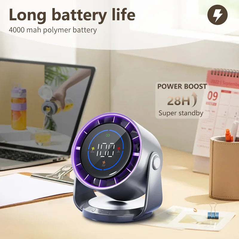 Smart Electric fan Portable desktop rechargeable 100 RPM USB Desktop fan Silent wall mounted cooling fan