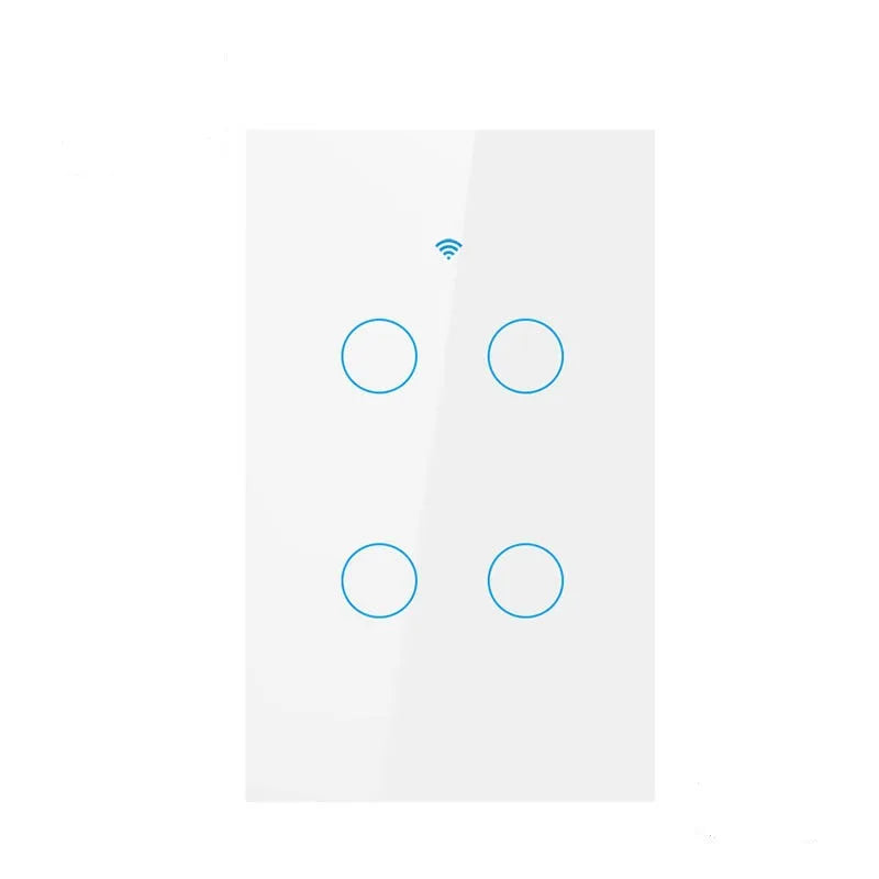 Smart Switches US Neutral Wire/No Neutral Wire Required 1/2/3/4 Gang Light WiFi Touch Switch Works with Tuya Smart Life App