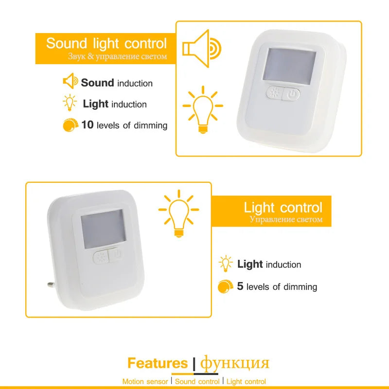 Led smart Night Light Motion Sound Sensor Night Light  brightness adjustment night light Bedroom Lamp Staircase Decorative Lamps
