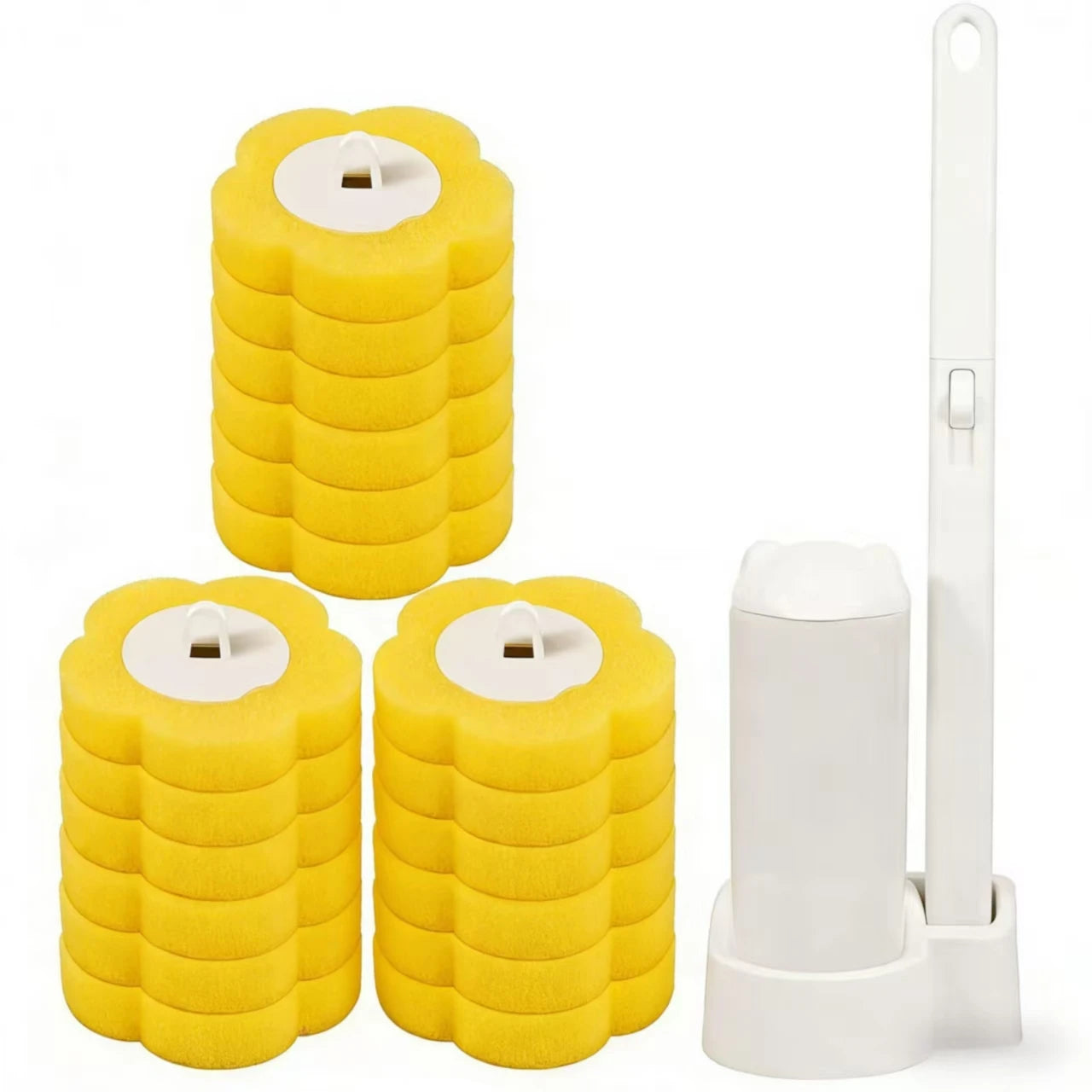 Upgrade Toilet Brush Kit with Disposable Replacement Heads, Long-Handle Hygienic Bathroom Cleaning Brush for Home WC Accessories