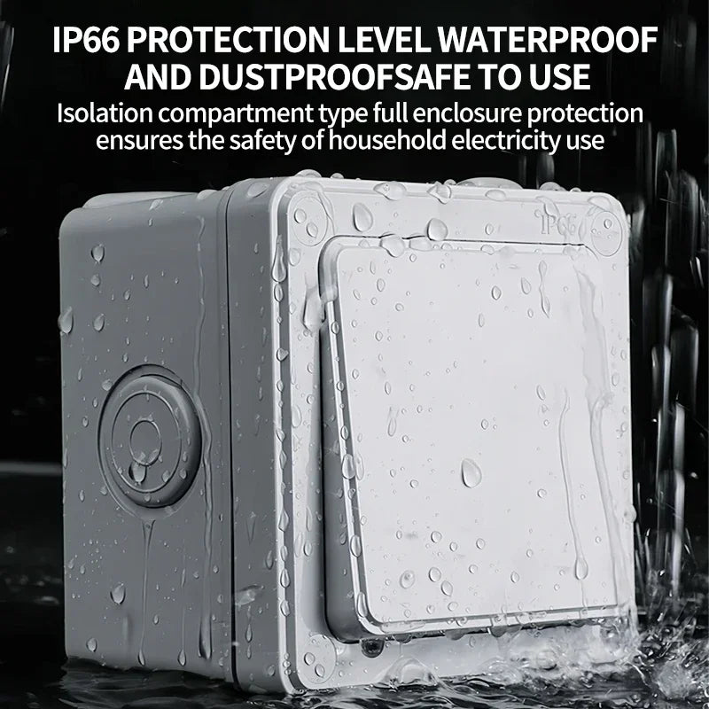 IP66 Rated Outdoor Wall Switch - 16A Weatherproof Push Button, 1/2/3 Gang for Home, Garden & Exterior Electrical Applications