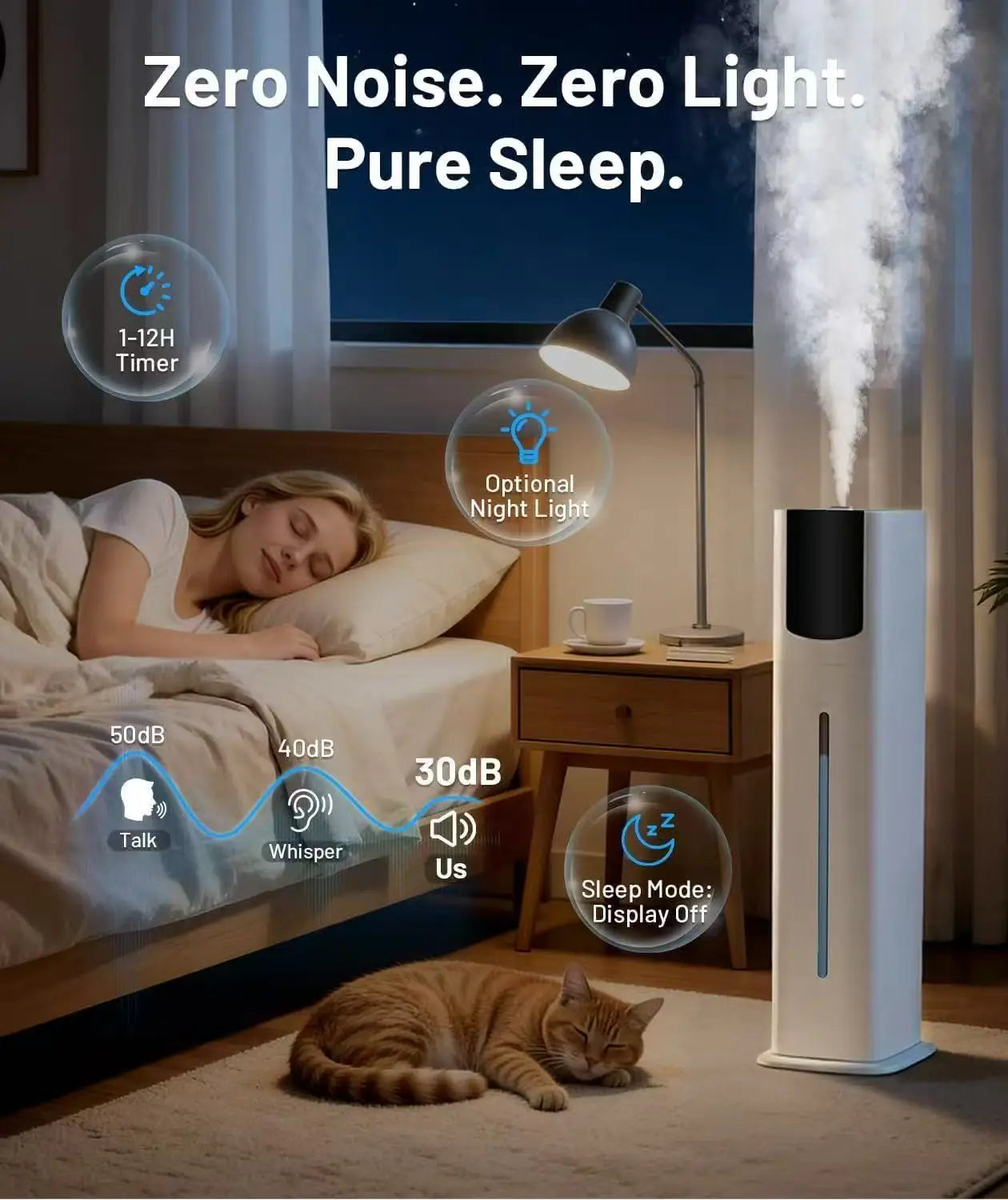 9L Smart Humidifier for Bedroom Ultrasonic Large Mist Air Humidifier Ultra-Quiet 28dB, Auto Shut-Off, Baby Safe White