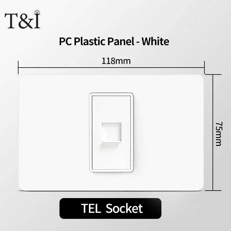118 PC Plastic Panel Socket USB Type-C 20W Fast Charging Italy Chile Smart Wall Outlet Plug White Light Switch Home Office