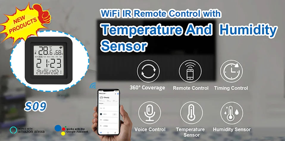 WiFi IR Remote With Temperature Humidity Sensor For Smart Home APP SmartLife Works with Alexa Google Home Yandex Alice