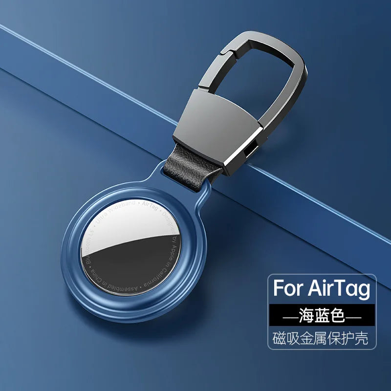 Luxury Metal Magnetic Adsorption Cover For Apple Airtag Locator Protective Sleeve Case For Air Tags Keychain Protector Bumper