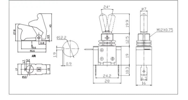 Auto Car Boat Truck Illuminated Led Toggle Switch ON OFF With Safety Aircraft Flip Up Cover Guard 12V20A transparent