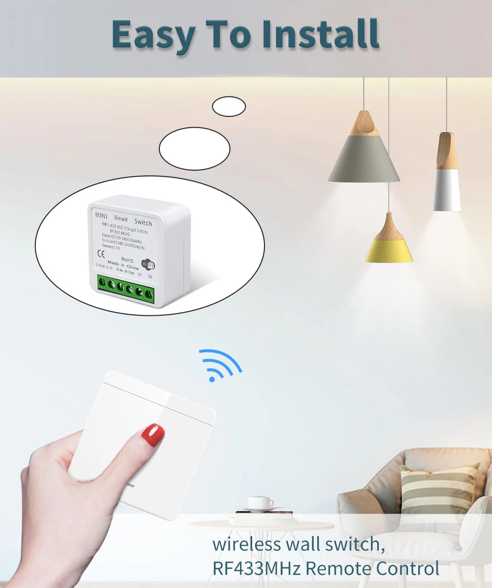 Tuya Smart WiFi Switch RF 433MHz Wireless Light Switch 1/2/3Gang Wall Switch Smart Life APP Voice Control With Alexa Google Home