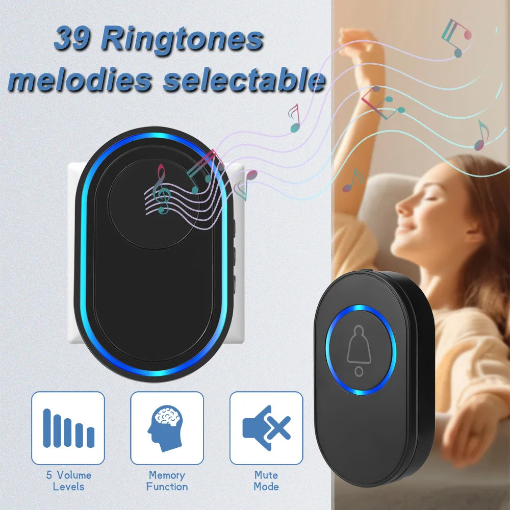 Waterproof Wireless Doorbell Home Welcome Smart Home Door bell 150m Remote Smart Bell Chime EU UK US Plug Optional