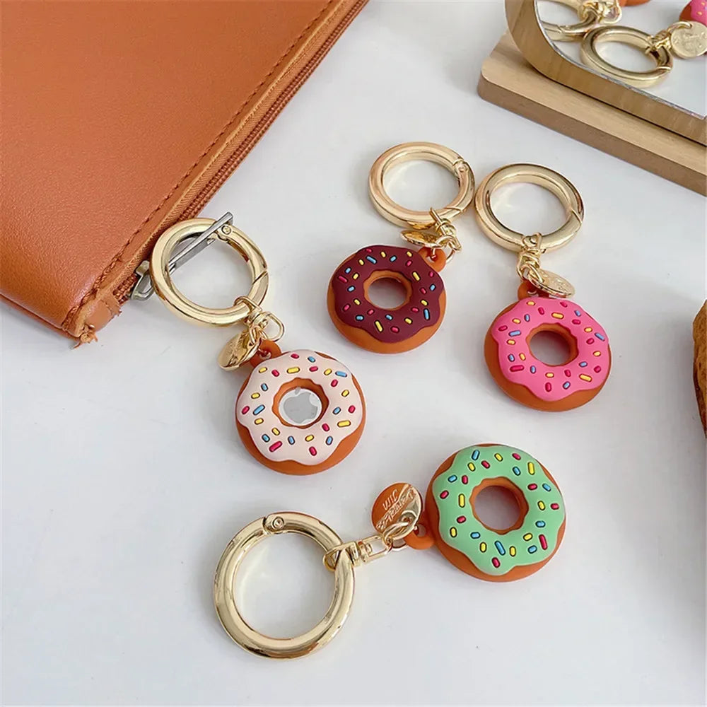 Silicone Case for Apple Air Tag Tracker Case Cartoon Donut Silicone Case for Apple Airtag Case Dog Collar GPS Finder Protective