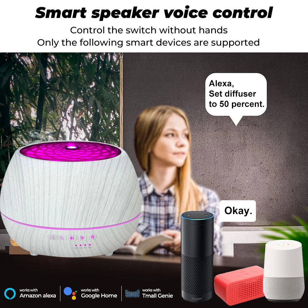 WiFi Smart 550ML Electric Aroma Diffuser Essential Oil Diffuser Air Humidifier Ultrasonic Remote Control Mist Maker Home