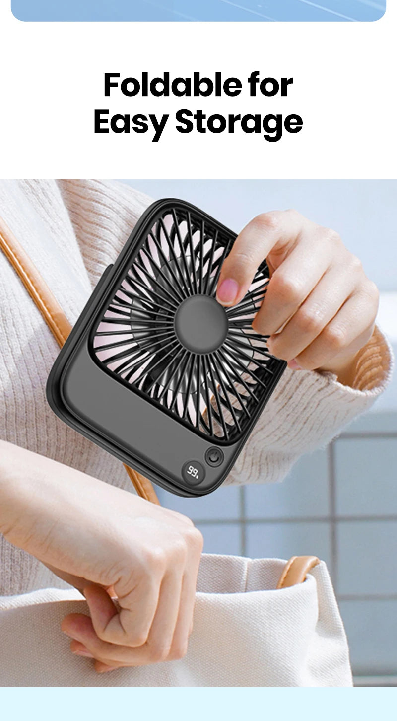 TOPK Rechargeable Portable Fan Electric Mini fan for Camping,4600mah Battery USB Desk Fan Small Silent Table Fans for Room Home