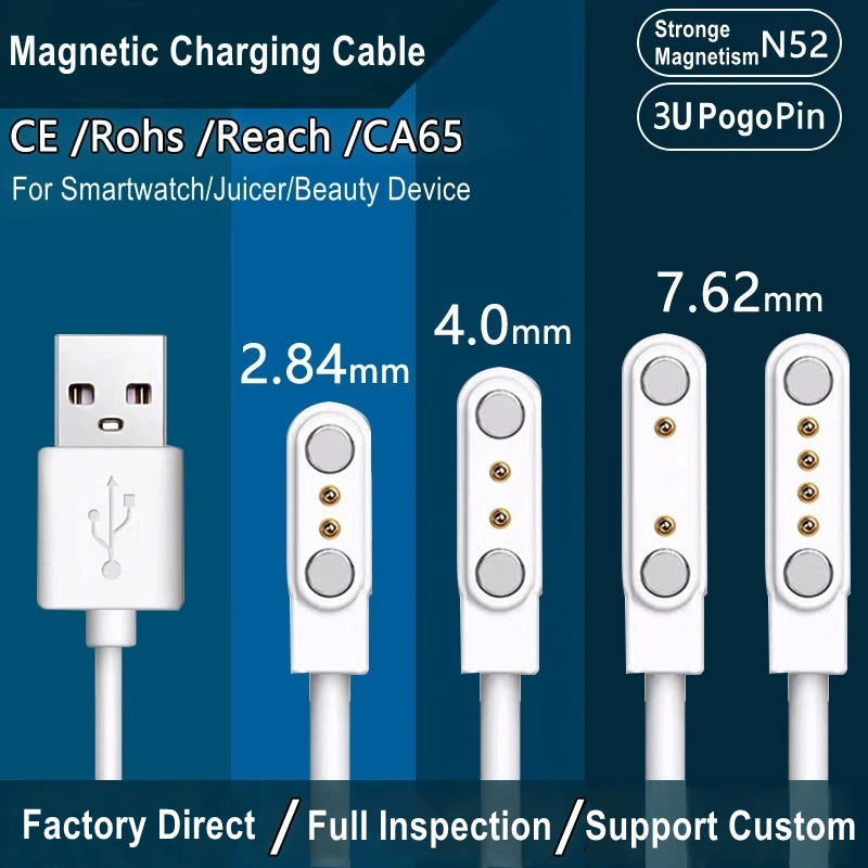 Smart Watch Magnetic USB Dock Charger 2pin 4pin Charging Cable Power Adapter For Kids Smartwatch Juicer Beauty Device Toothbrush