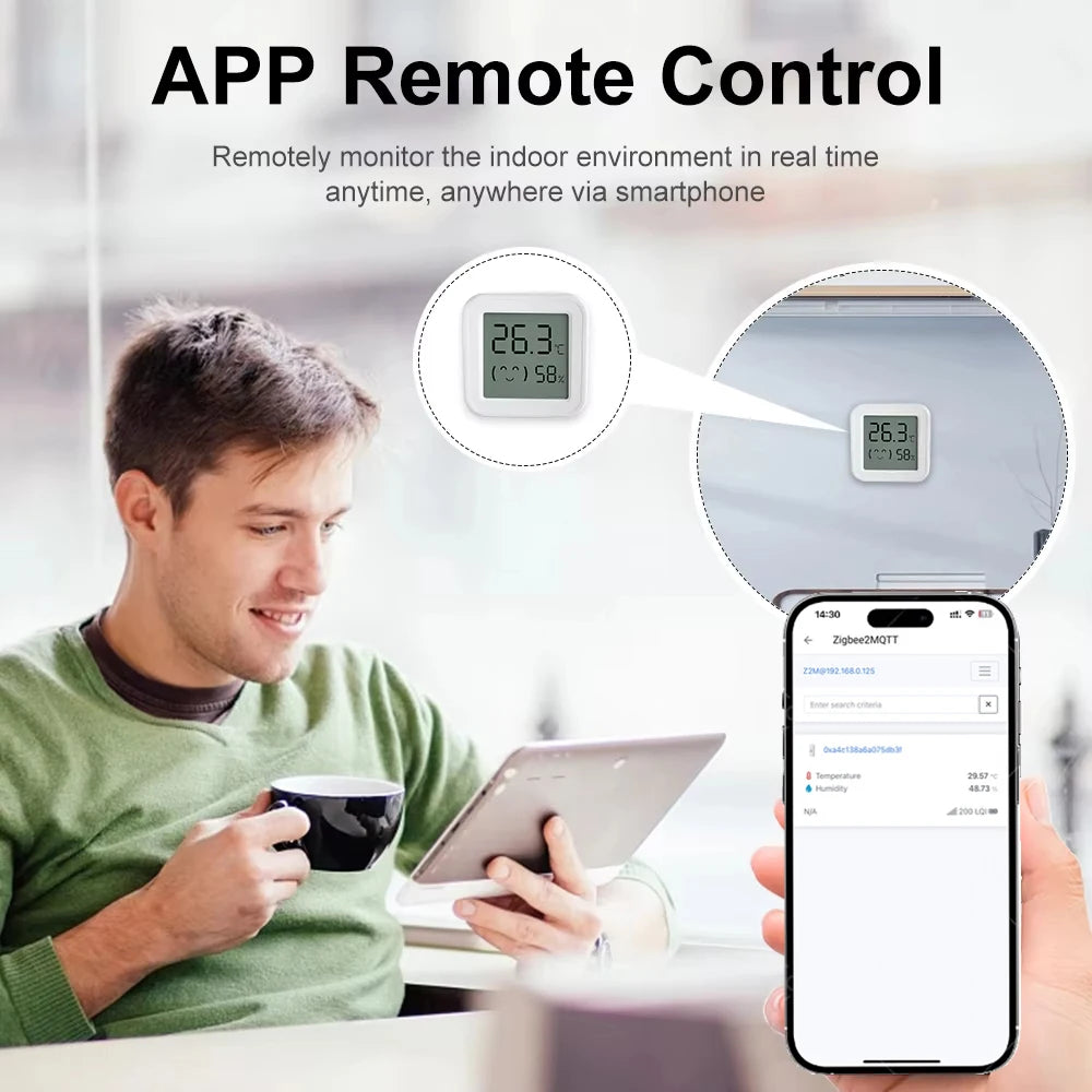 Z2M ZHA Zigbee 3.0 Temperature Humidity Sensor LCD Digital Display Remote Monitor Control Works With Home Assistant EWeLink APP