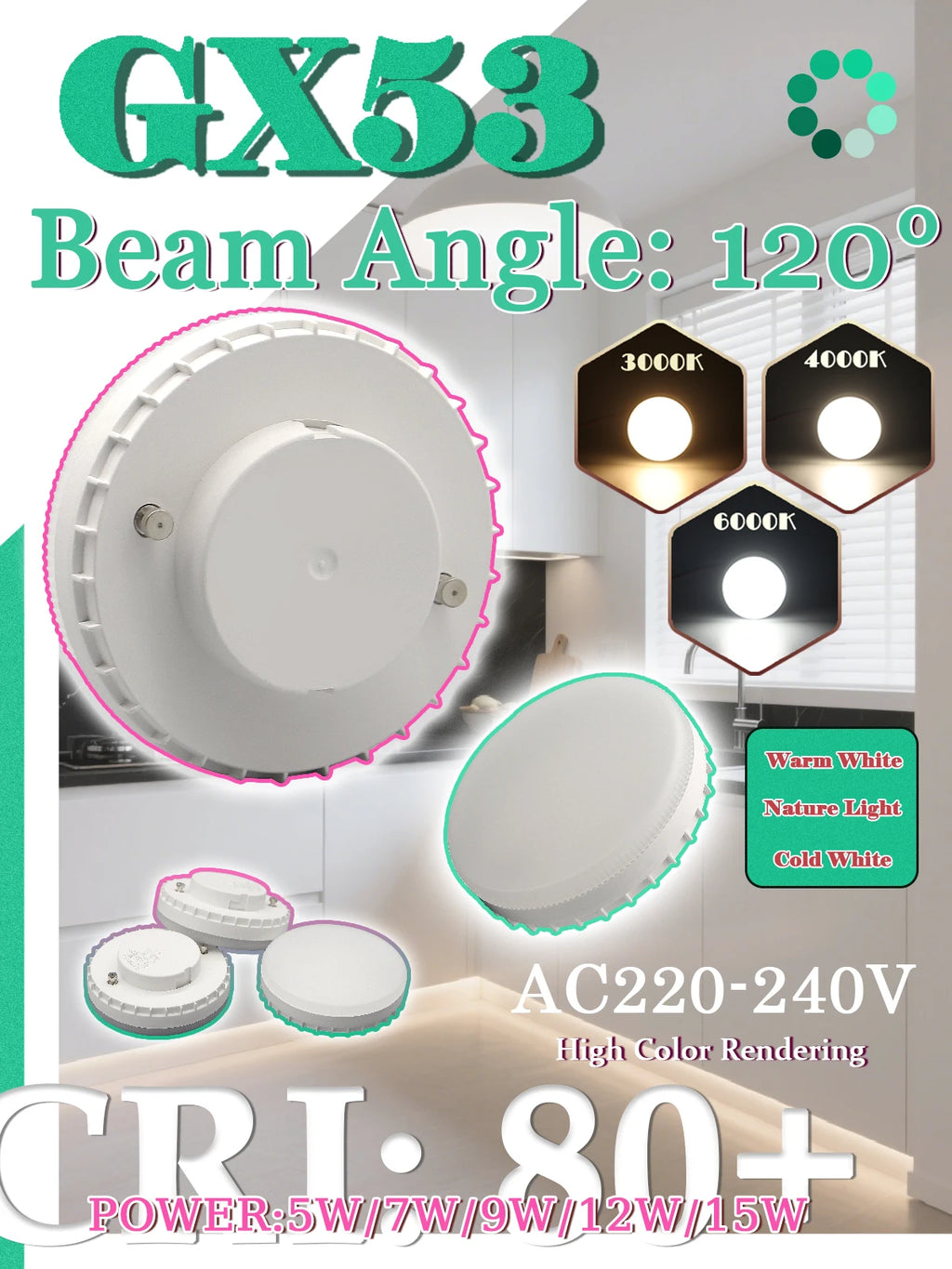 1-20pcs Hight Quality LED GX53 Bulb Spot Light 5W-15W 220V Reflector 50W Equivalent 3000K 4000K 6000K Retrofit The Fittings