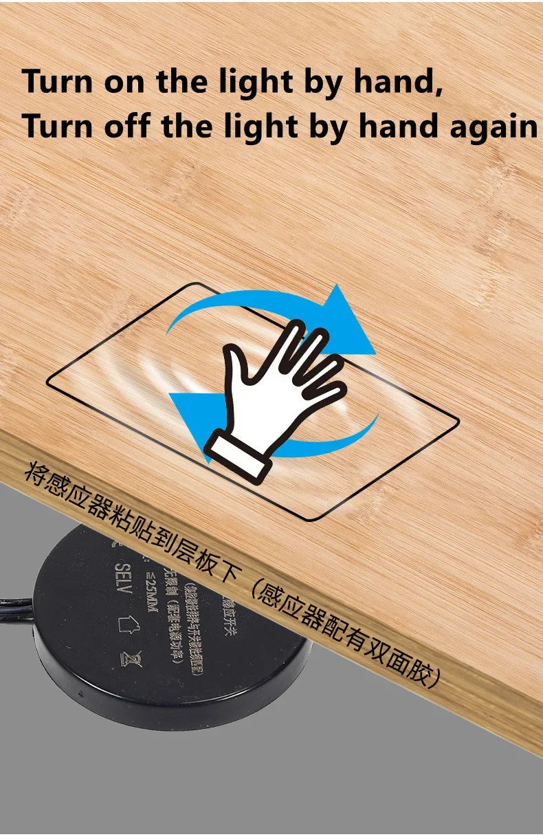 Aswesaw Sweep Dimmer Sensor Penetrating Switch DC 5V 12V 24V Wood Panel Touch Switch LED Dimmable Touch Sensing Hidden