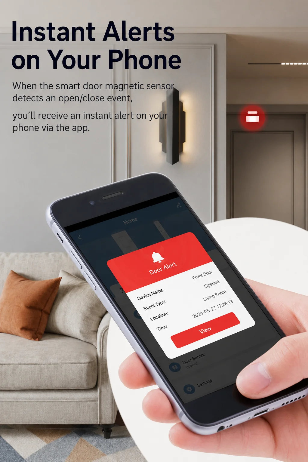 Tuya Door and Window Magnetic Smart Sensor with Zigbee and Wi-Fi connectivity, compatible with Alexa and Google Home