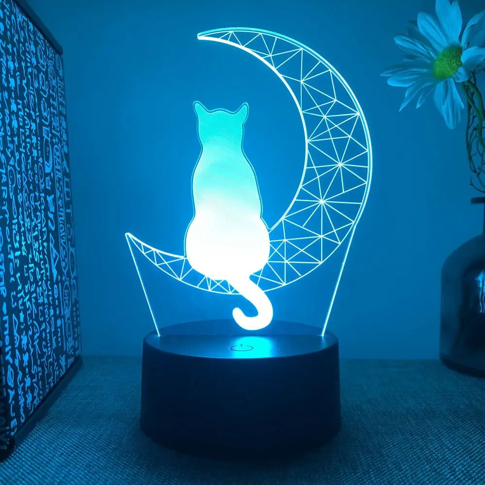 Cute Cat 3D Lamp LED Night Light Table Lamps Nightlight for Children's Lights Smart Touch Home Bedroom Desk Decor Birthday Gifts