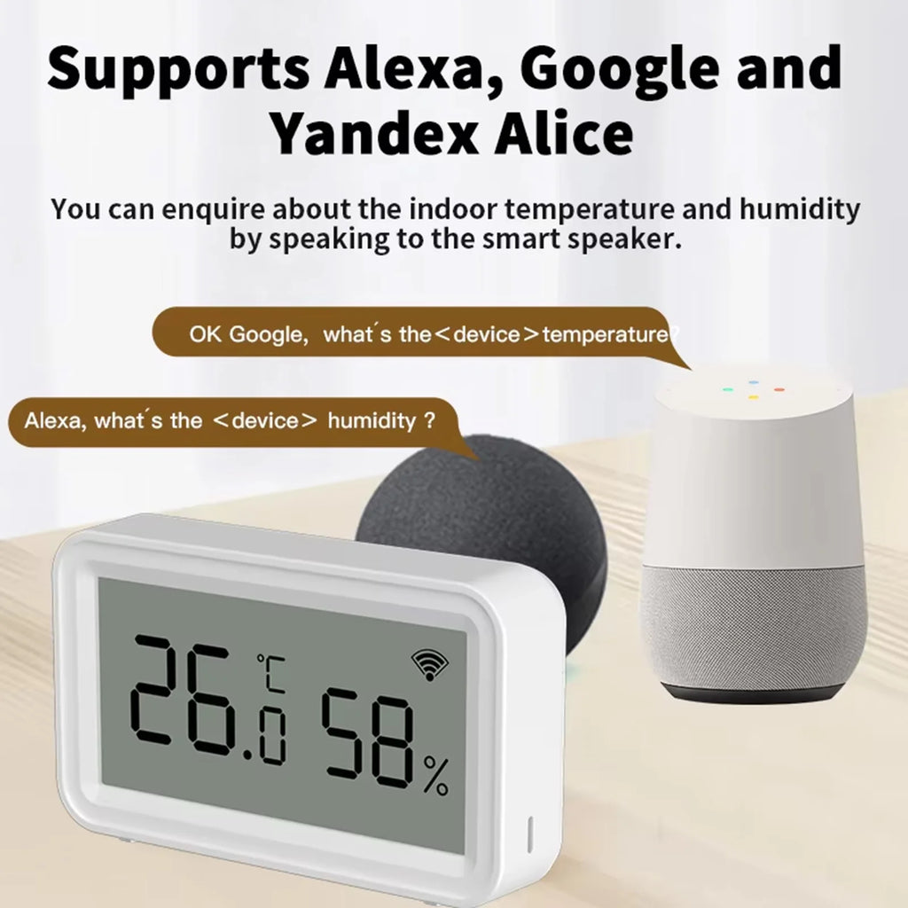 Tuya Zigbee WiFi Indoor Temperature Humidity Sensor with Smart Home App Remote Control Works with Alexa And Google Assistant