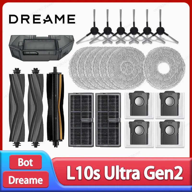 Dreame L10s Ultra Gen2 / L30s Ultra Robot Vacuum Cleaner Accessories Main Side Brush Mop Cloth Hepa Filter Dust Bag Spare Parts