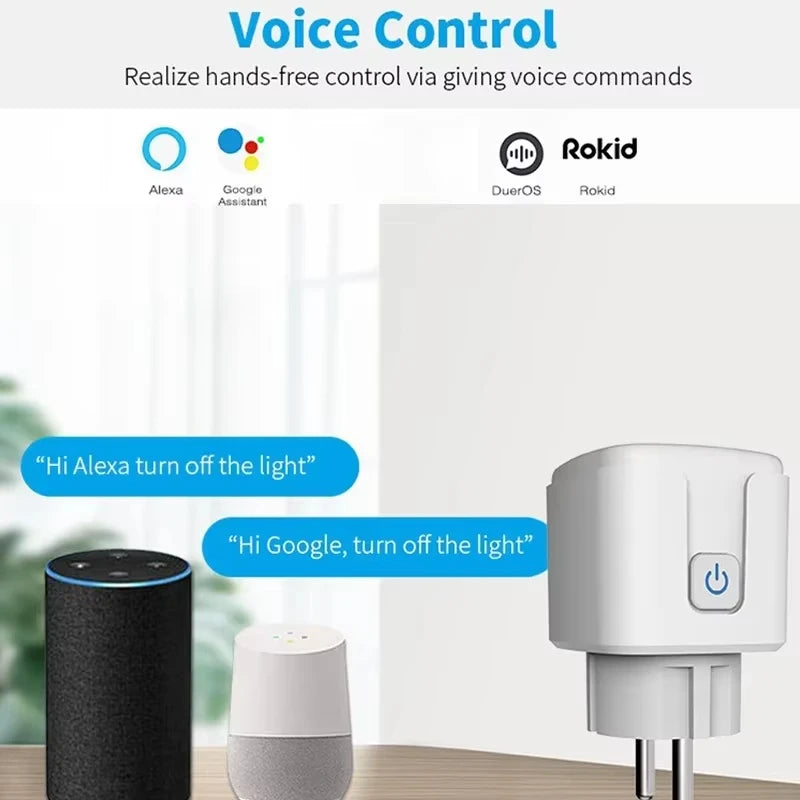 16A/20A Smart Plug WiFi Socket EU With Power Monitor Timing Function  Works With Tuya Smart Life APP Control Alexa Google Home