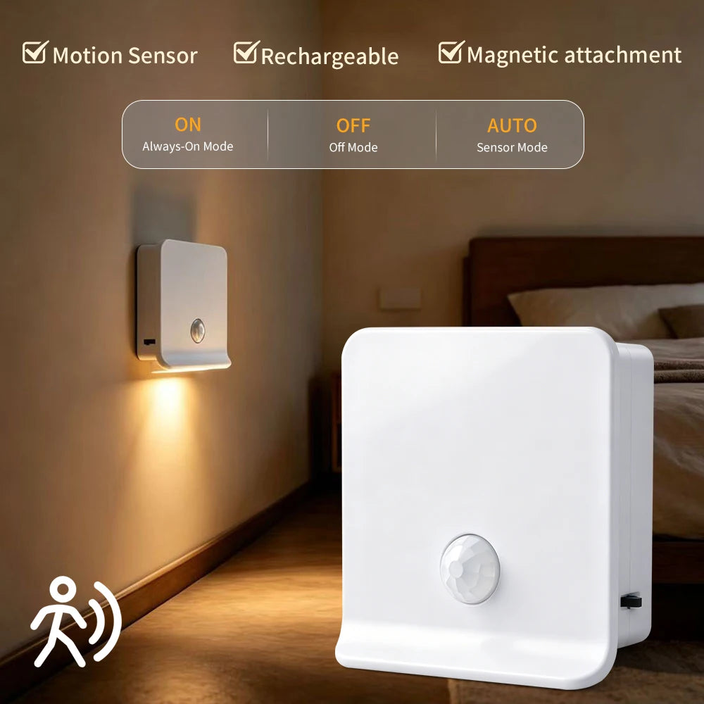 Motion Sensor Light Rechargeable Night Light Inductor Lights Kitchen Stairs Hallway Closet Bedroom Decoration Security Lighting