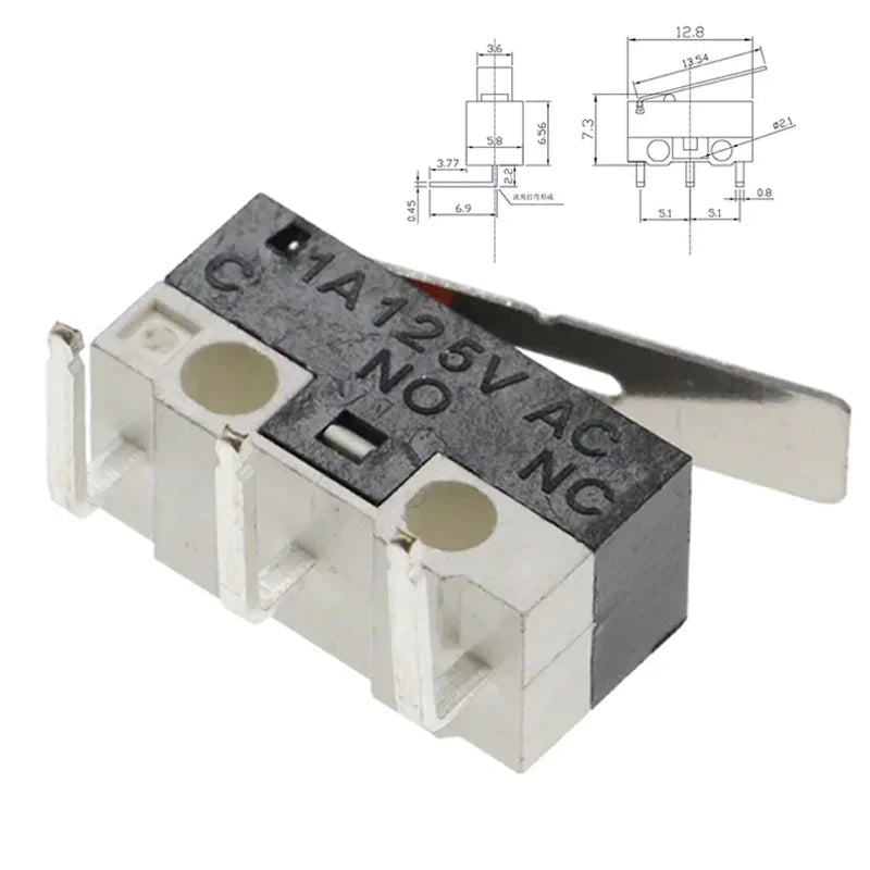 20PCS Mini Micro Limit Switch C NO NC 3 Pins PCB Terminals SPDT 1A 125V Roller Arc lever Snap Action Push Micro Mouse switches