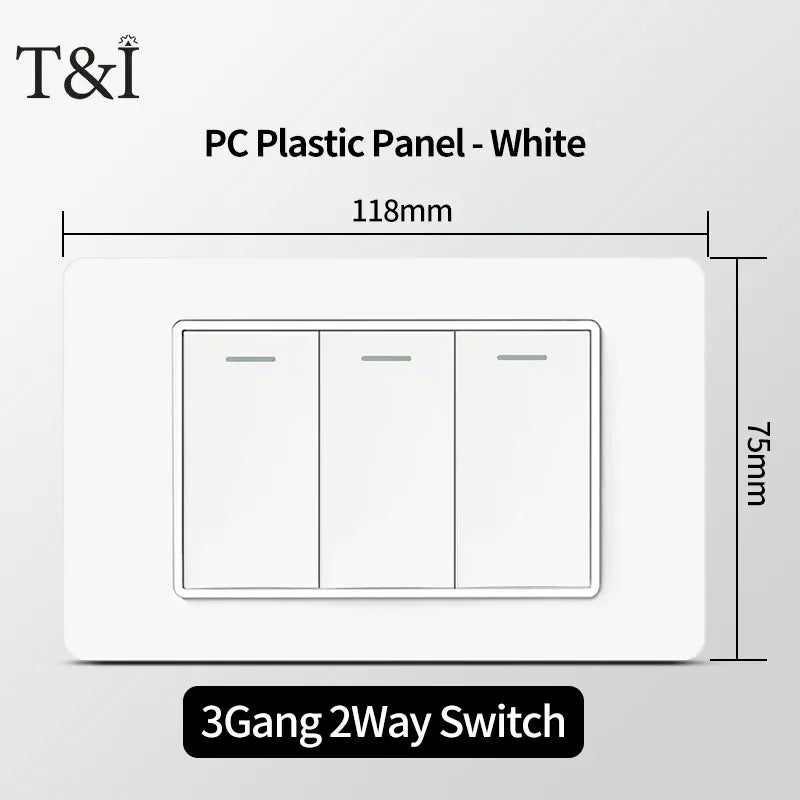 118 PC Plastic Panel Socket USB Type-C 20W Fast Charging Italy Chile Smart Wall Outlet Plug White Light Switch Home Office