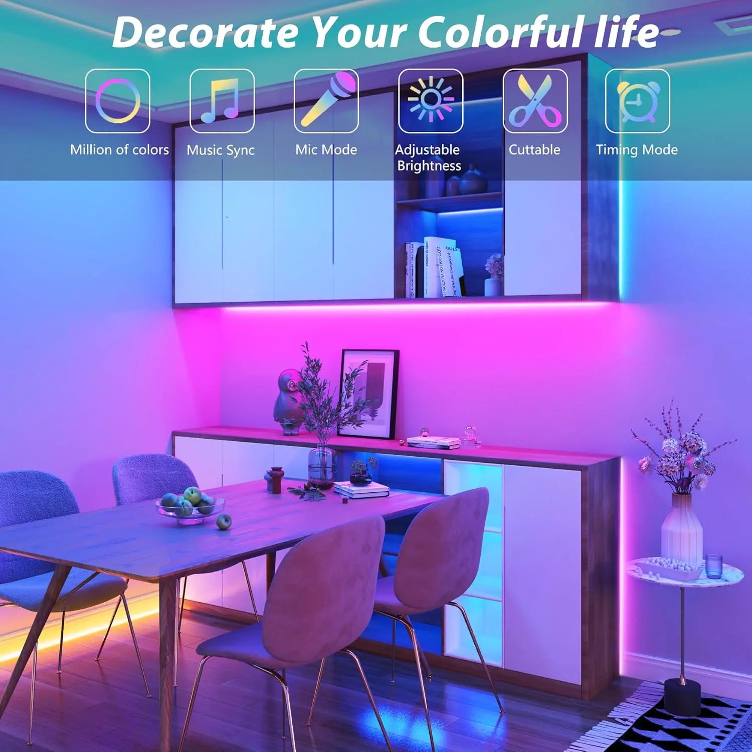 Led Lights for Room Music Sync RGB 5080 Led Strip Lights 10m 20m Flexible Ribbon for Room Bedroom Decor TV Backlights