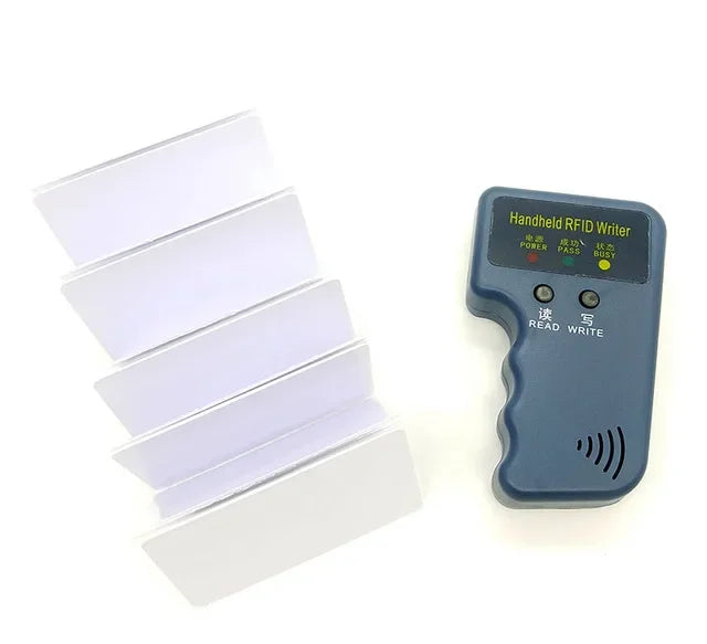 Handheld 125KHz EM4100 TK4100 RFID Copier Writer Duplicator Programmer Reader + 5pcs EM4305 T5577 Rewritable ID Keyfobs Tags