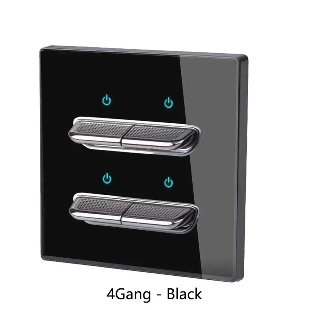 Glass Touch Switch Tempered Crystal Panel 1/2/3/4 Gang Wall Light Switches Sensitive LED Backlight Metal Push Button 110V 220V