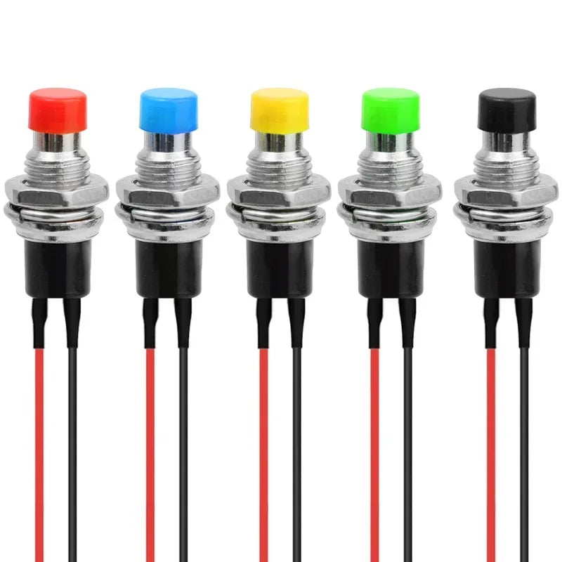 7Mm Momentary Push Button Switch Mini Pushbutton Switches Reset Jog Lock Free Switch Pre-Soldered Normal Open Light Pushbuttons