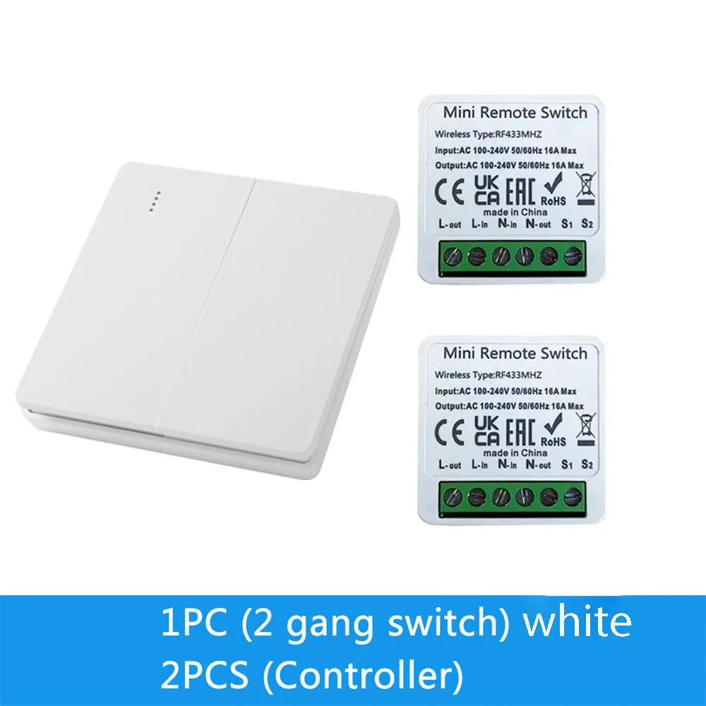 Wireless Smart Switch Light 433Mhz RF 86 Wall Panel Switch with Remote Control Mini Relay Receiver Home Led Light Lamp Fan