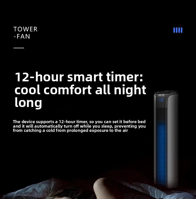 2026 New Upgrade Smart Temp-Control Bladeless Tower Fan With Remote 12H Timer LED Display-Low Noise For Home Oscillating Air Cir