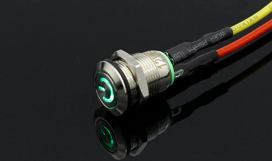 1PC 12mm 3V 5V 12V 220V Angel Eye Aluminum Metal LED Power Push Button Switch Self-reset Metal Switch Normally Open