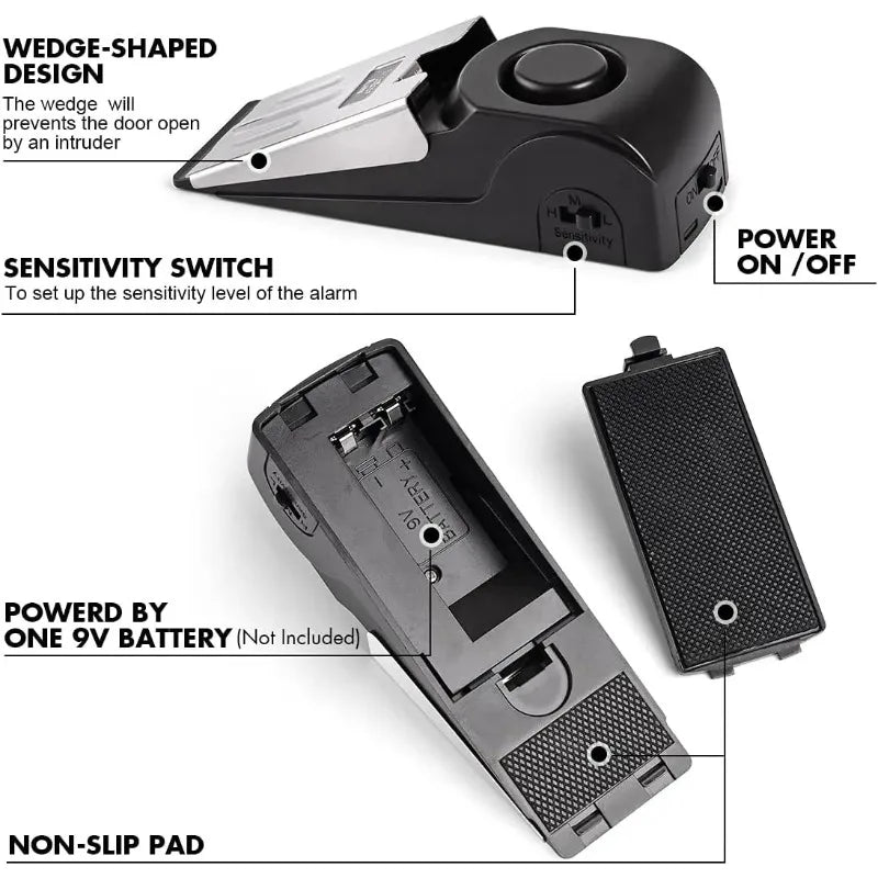 1/2Pcs 120DB Portable Wireless Door Stop Alarm Home Security System Siren Sound Burglar Intruder Alert for Travel