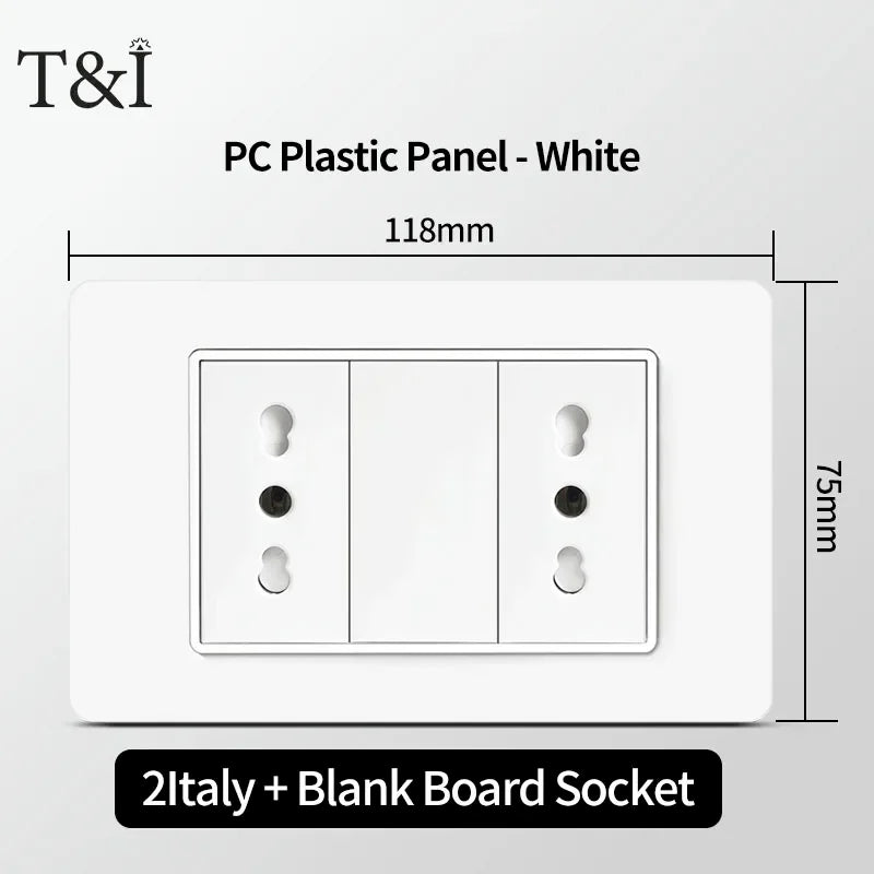 118 PC Plastic Panel Socket USB Type-C 20W Fast Charging Italy Chile Smart Wall Outlet Plug White Light Switch Home Office