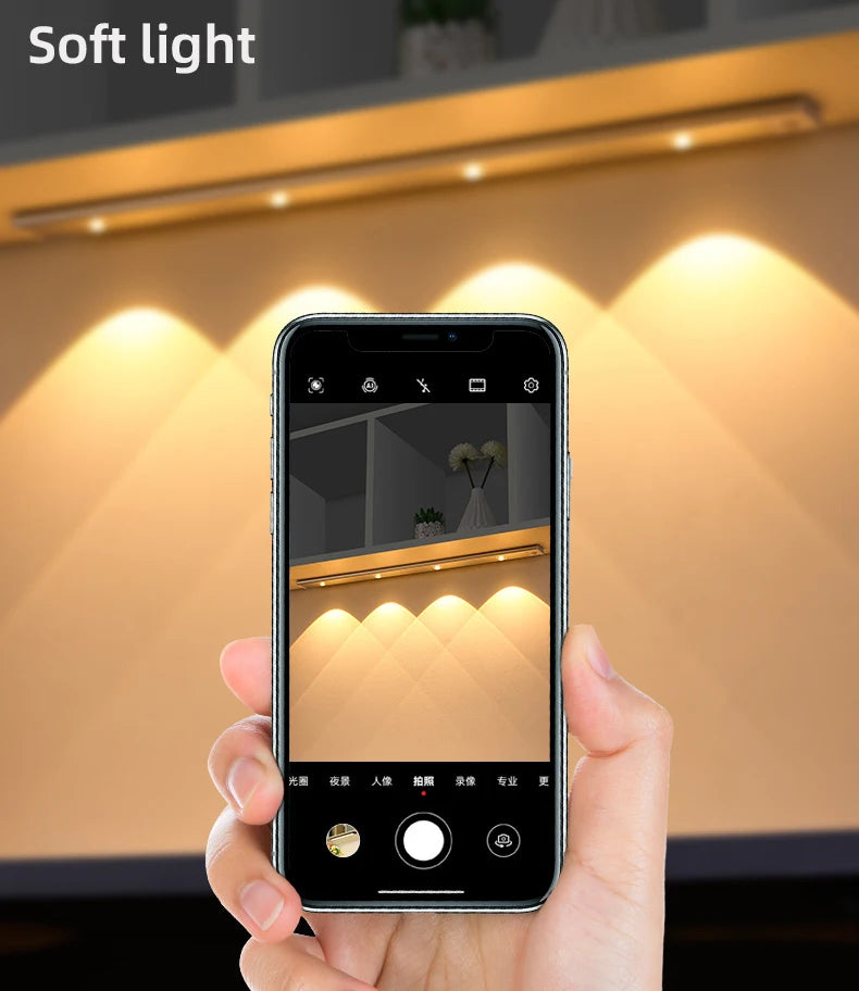 LED Motion Sensor Wireless Ultra Thin Night Light USB LED Wine Cooler Light For Kitchen Cabinet Bedroom Wardrobe Indoor Lighting