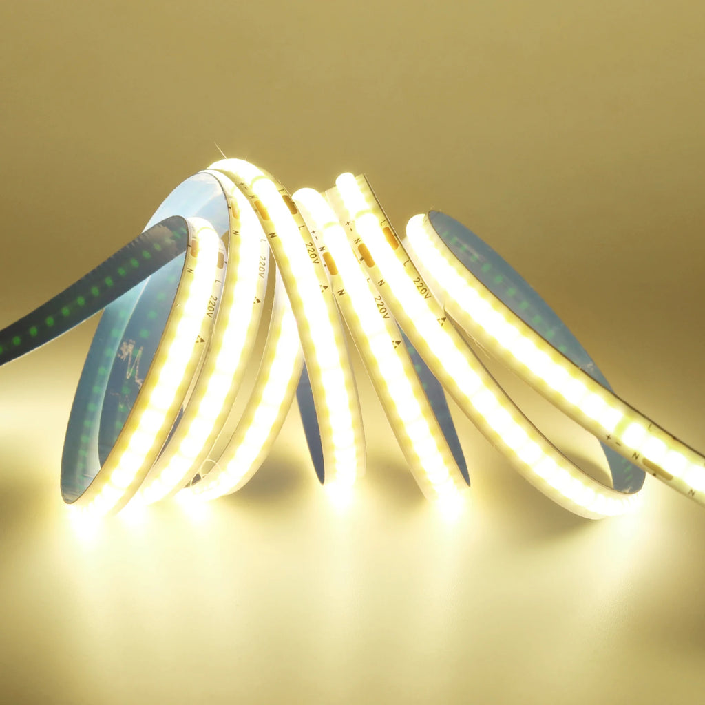 220V COB LED Strip Light 5M 10M 15M 20M Flexible Tape No Need Driver High Brightness 240LEDs RA90 Red Blue White Linear Lighting
