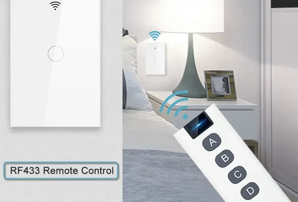 Tuya Smart Switches US Neutral Wire/No Neutral Wire Required 1/2/3/4 Gang WiFi Touch Light Switch Work with Alexa Google Home