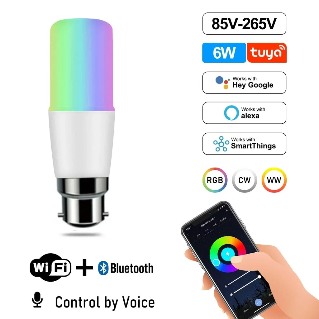 RGB Smart LED Bulb Dimmable Tuya Gu10 C37 A60 T37 E14 E27 B22 Light Wifi Magic Lamp AC 110V 220V Works with Alexa Google Home
