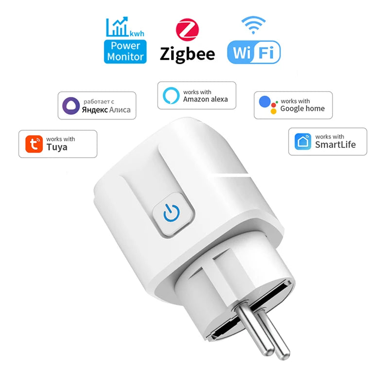 Smart Socket EU Plug WIFI 16/20A With Power Monitor Timing, Voice Control Work with Tuya APP Alexa Google Home Alice