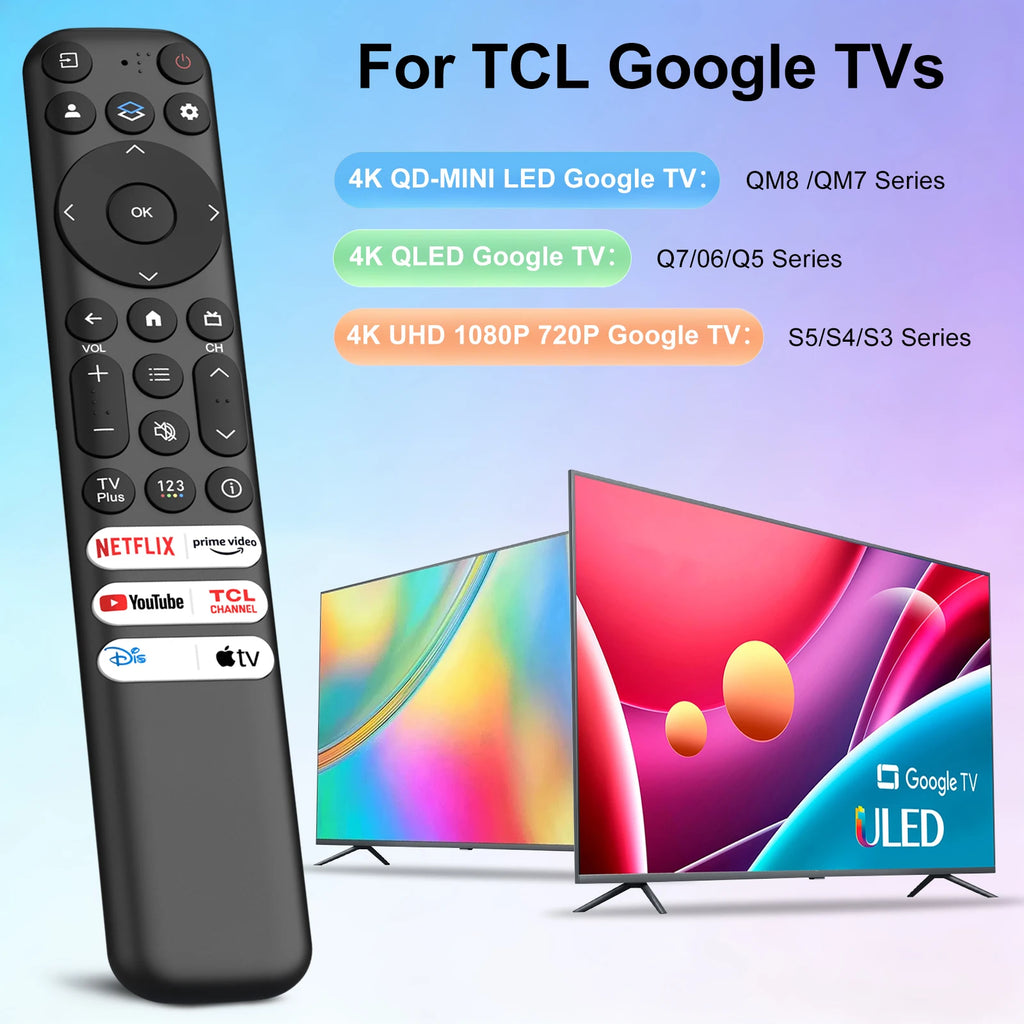 For TCL Google TV Remote Control RC813 For TCL QM8/QM7/S5/S4/S3/Q7/Q6/Q5 4K UHD HDR LED QLED QD-Mini LED Full-HD Smart TVs